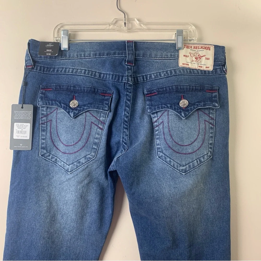 True Religion Rocco SN Flap Relaxed Skinny Men’s Jeans 36 Medium Tidal Wash